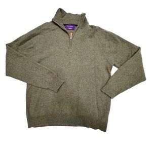 Alan Flusser XL 100% Cashmere Quarter Zip Pullover Olive Green
Mens